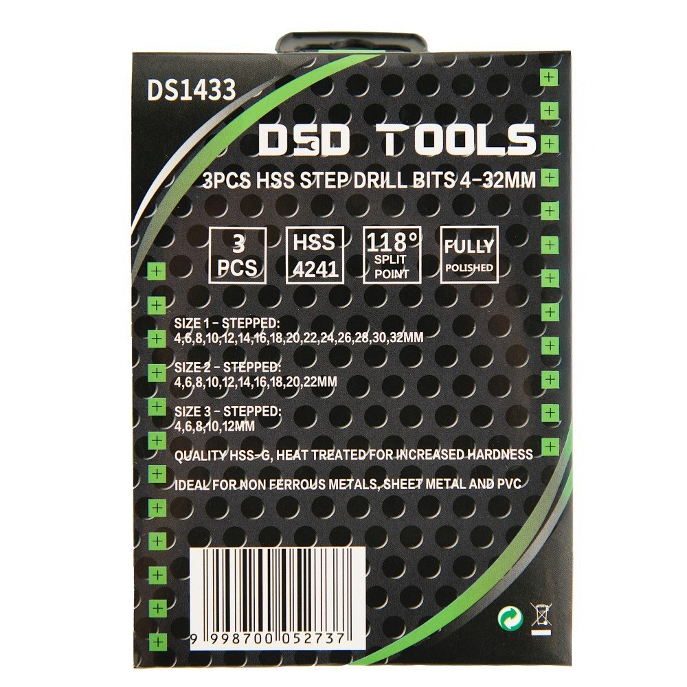 DSD TOOLS 3PCS HSS STEP DRILL BITS 4-32MM DS1433 - Image 5