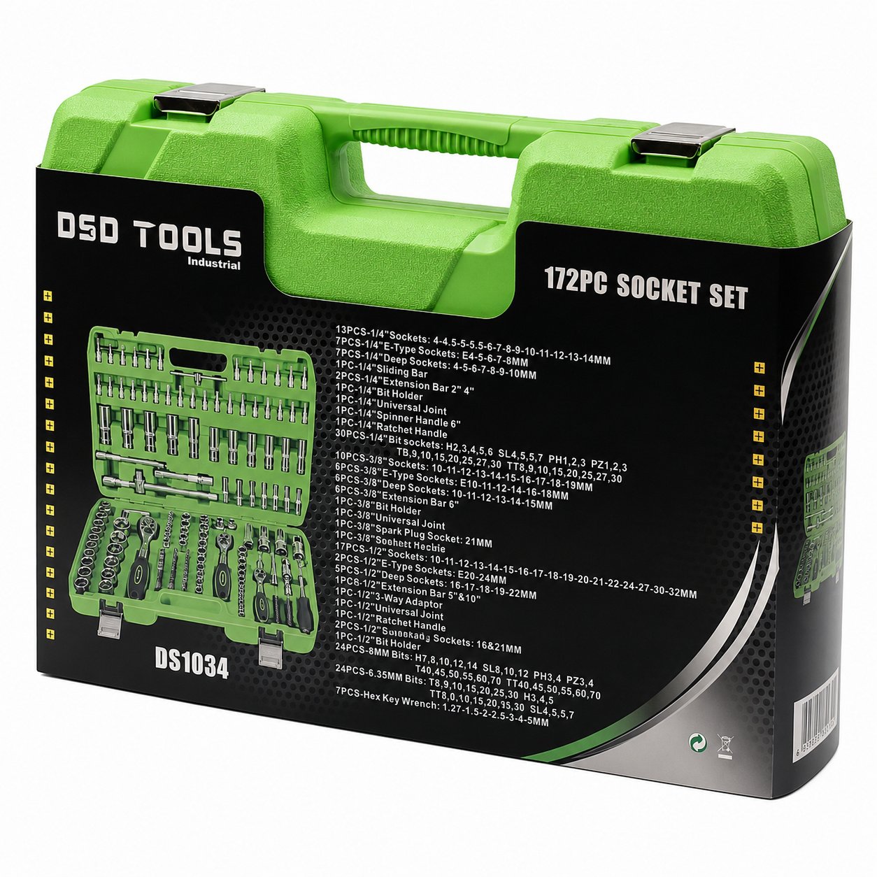 DSD TOOLS 172pc 1/4" 3/8" 1/2" Socket Set With Ratchet Sockets DS1034 - Image 6