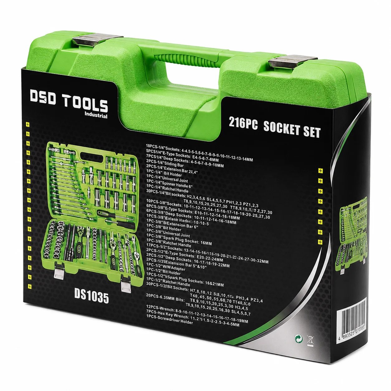 DSD TOOLS 216PC 1/4 3/8 1/2 DR METRIC SUPER LOCK SOCKET SET DS1035 - Image 6