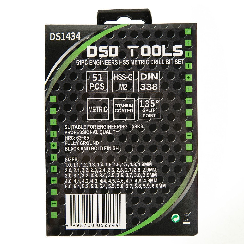 DSD TOOLS 51PC ENGINEERS HSS METRIC DRILL BIT SET 1MM – 6MM DS1434 - Image 6