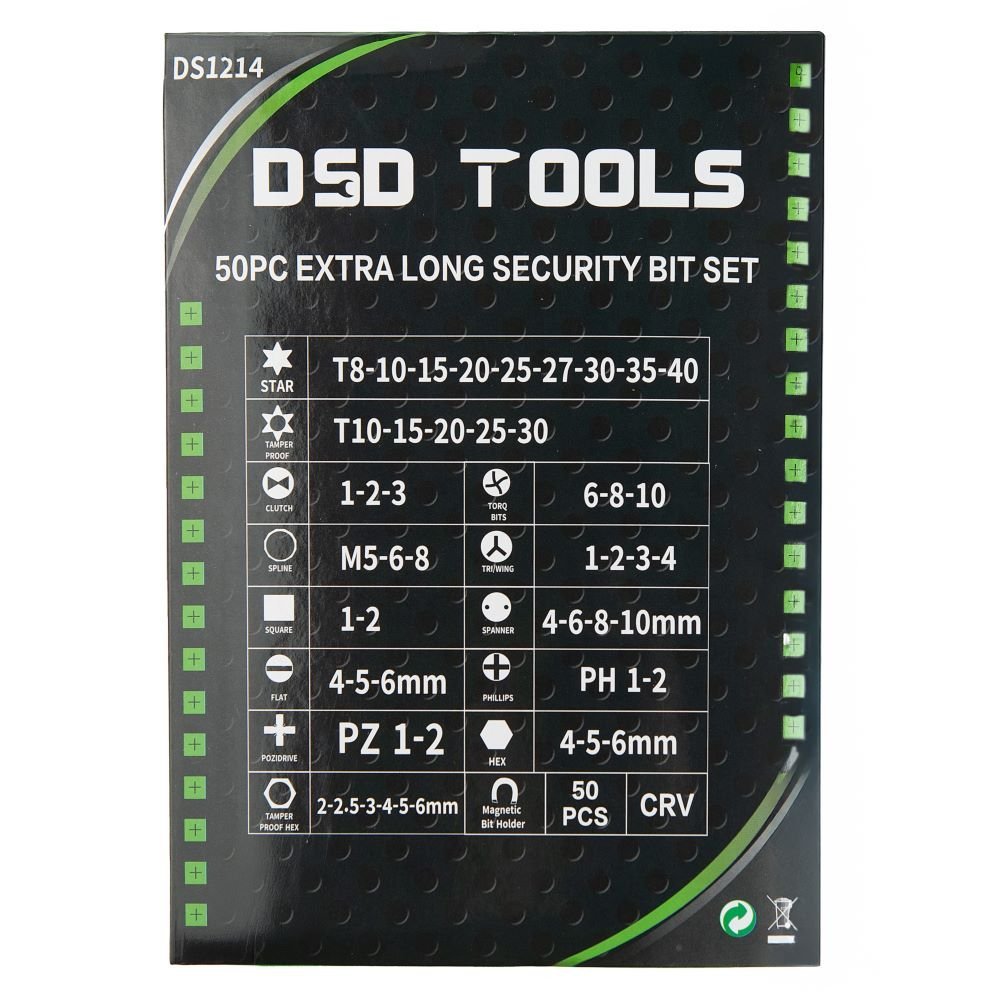 DSD TOOLS 50pc Extra Long Security Bit Set DS1214 - Image 8