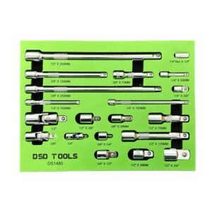 DSD TOOLS 20PC EXTENSION BAR & ADAPTER SET – 1/4″ 3/8″ 1/2″ DRIVES DS1480