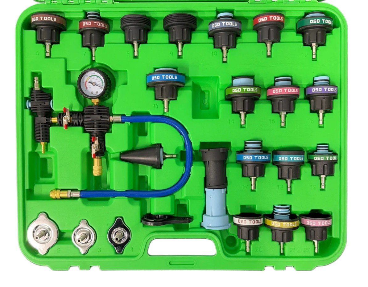 DSD TOOLS 28PC COOLANT SYSTEM PRESSURE TESTER & REFILL KIT DS1838 - Image 2