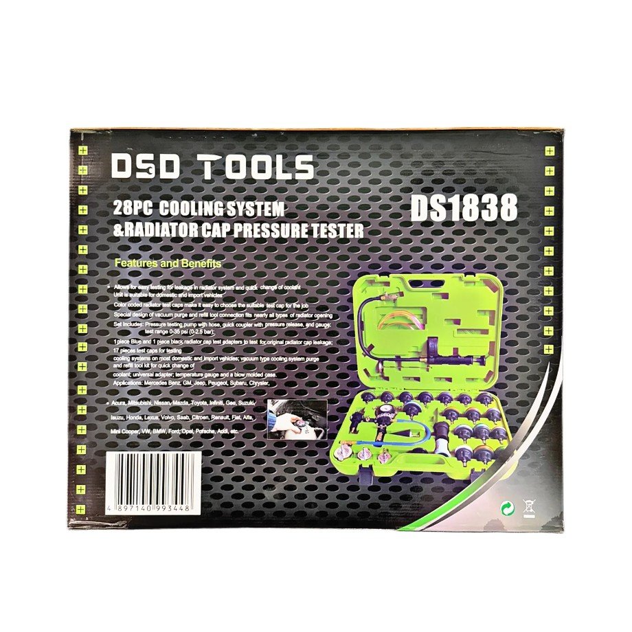 DSD TOOLS 28PC COOLANT SYSTEM PRESSURE TESTER & REFILL KIT DS1838 - Image 4