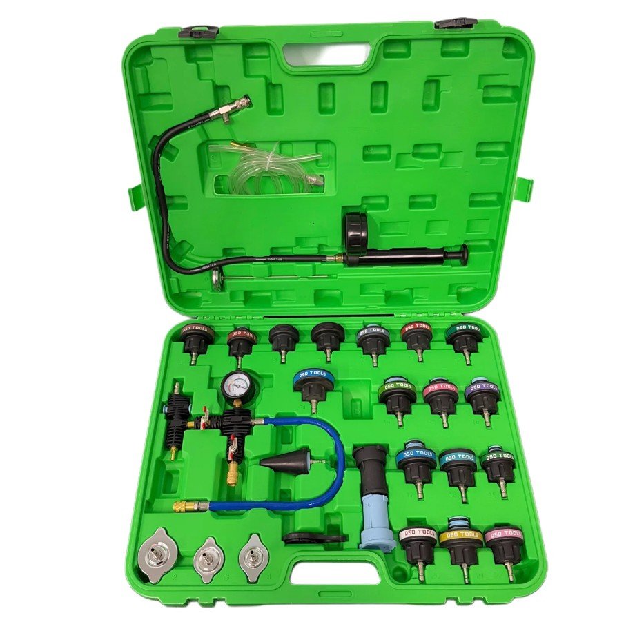 DSD TOOLS 28PC COOLANT SYSTEM PRESSURE TESTER & REFILL KIT DS1838