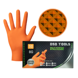 Orange Nitrile Diamond Grip Powder & Latex Free XL Gloves Box of 50 DS4001
