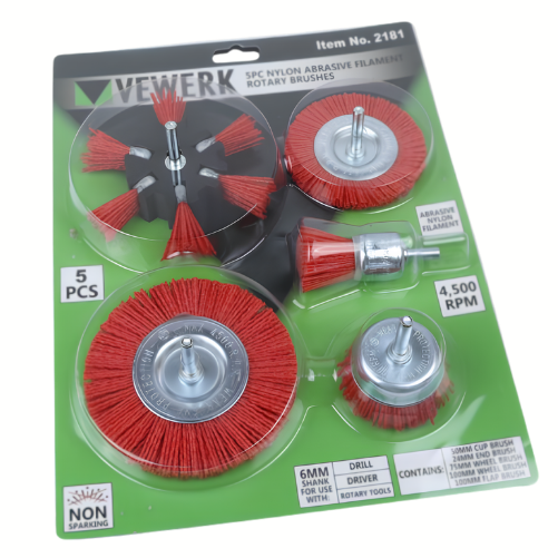 VEWERK 5PC NYLON ABRASIVE FILAMENT ROTARY BRUSHES 2181 - Image 2