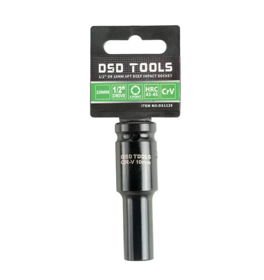 DSD TOOLS 1/2" Dr 10mm 6pt Deep Impact Socket DS1129