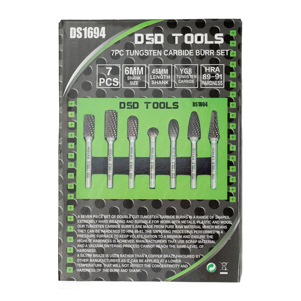 DSD TOOLS 7PC TUNGSTEN CARBIDE BURR SET DS1694 - Image 3