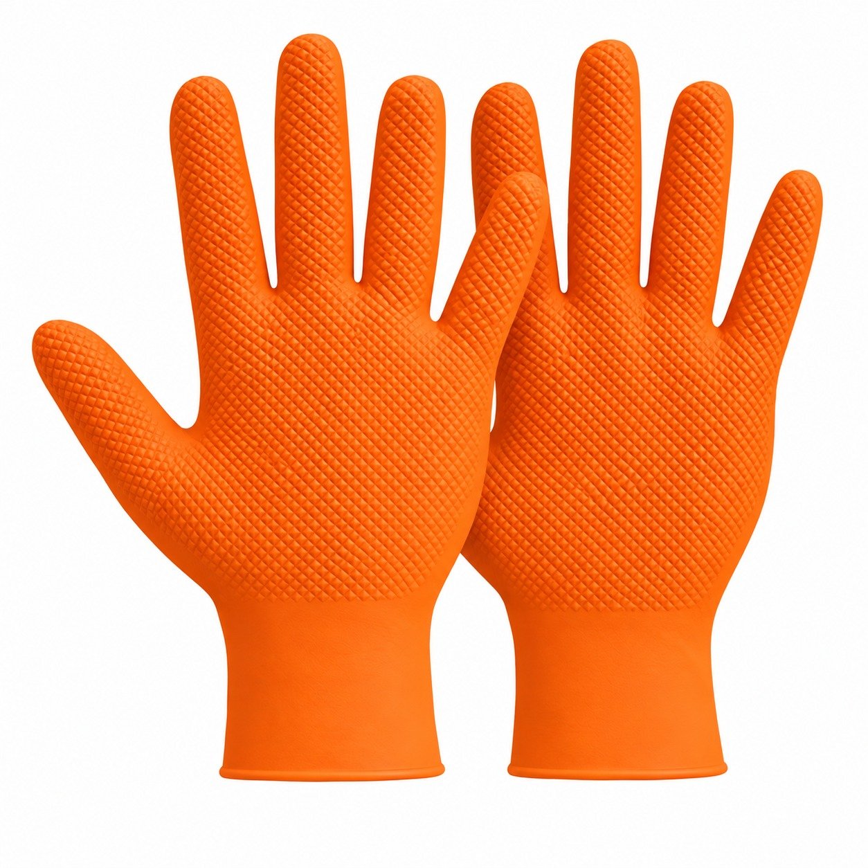 DSD TOOLS ORANGE NITRILE DIAMOND GRIP POWDER & LATEX FREE L GLOVES BOX OF 50 DS4000