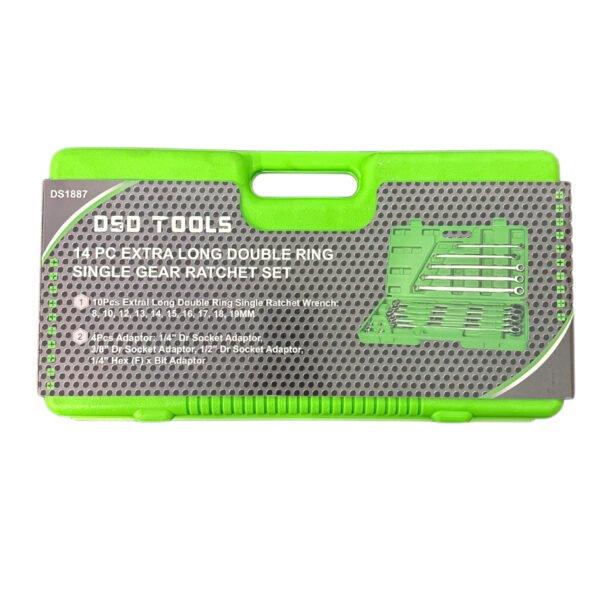 DSD TOOLS 14PC EXTRA LONG DOUBLE RING SINGLE GEAR RATCHET SET DS1887 - Image 3